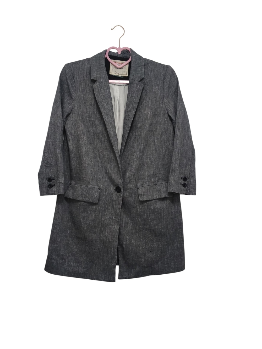 Anthropologie Cartonnier Forest Park Long Boyfriend Blazer Jacket XS Gray